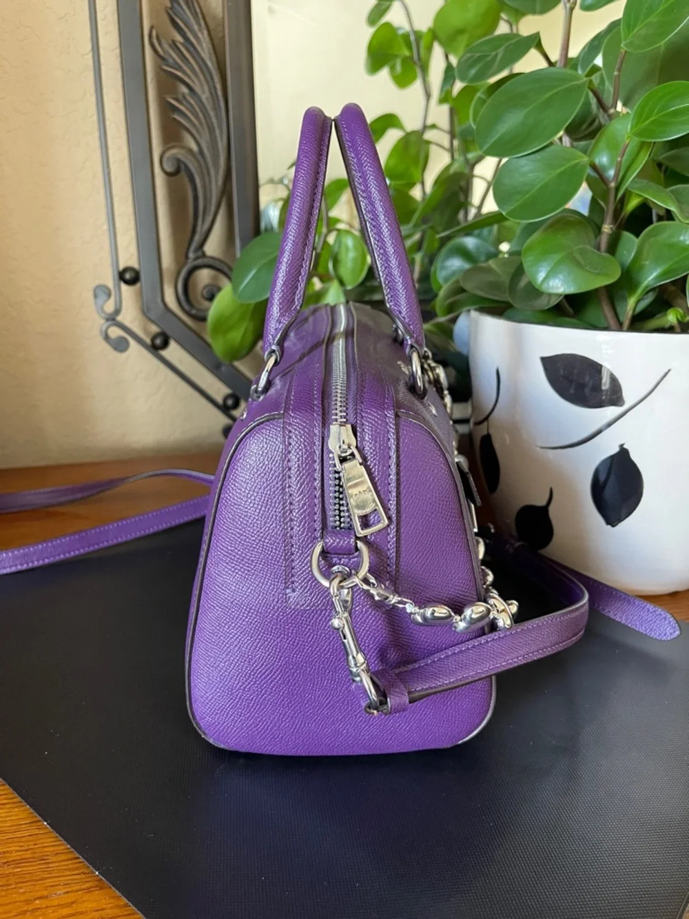 COACH Rowan Satchel Bag with Silver Heart Charm - Picture 3 of 8